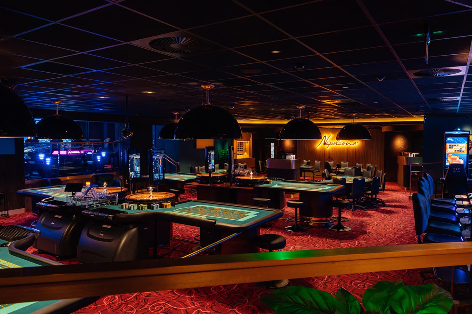 The floor at Napoleons Casino & Hotel in the evening